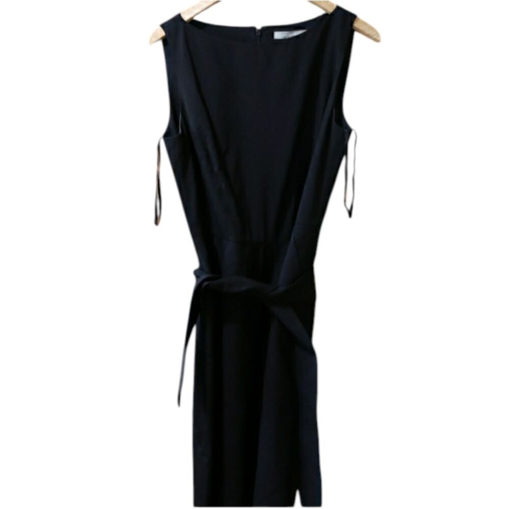 Ellen Tracy Black Sleeveless Sheath Midi Dress 10